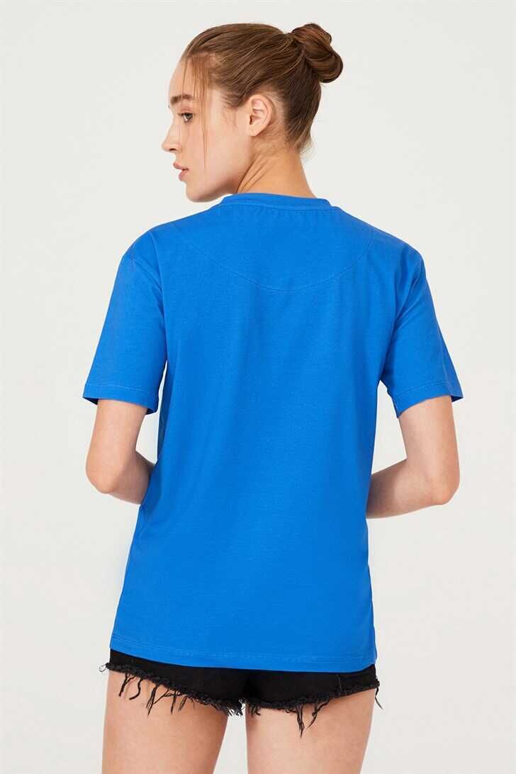 Yazılı Bisiklet Yaka Kadın T-Shirt - 7