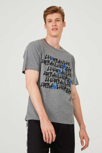 Yazılı Erkek Bisiklet Yaka T-Shirt - 2